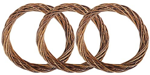 3 PCS Easter Wreath Making Set,Natural Grapevine Wreaths Vine Branch Hoop Wreaths for DIY Craft Front Door Wall Hanging, Rattan Wreath for Easter Wedding Halloween Christmas Party Decoration