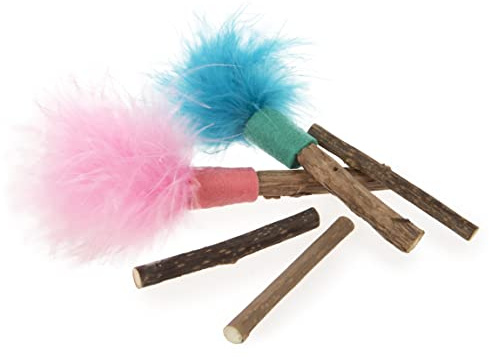 SmartyKat (5 Count) Silly Silver Stix Natural Silvervine Cat Toys - Blue/Pink, One Size