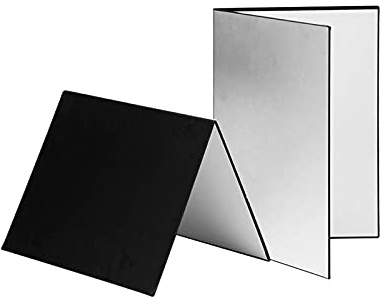Namolit 3-in-1 Fotografia Cartone Cartone Pieghevole Fotografia Riflettore Diffusore Bordo (Nero + Bianco + Argento) per Prodotti Still Life Cibo Foto Shooting, Formato A3