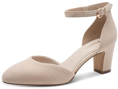 Tamaris Escarpins femme à talon bloc cuir beige 39 EU