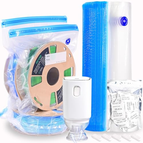 OVV3D Kit de sacs de rangement pour filament 66 pièces, Kit de rangement pour filament d'imprimante 3D 30 sacs scellés sous vide avec 30 pièces de déshydratant, pompe automatique, parfait pour le