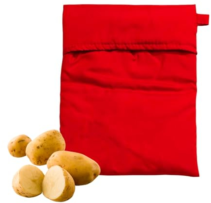 Lot de 2 sacs pour cuisson de pommes de terre au micro-ondes 25 x 21 x 1 cm, rouge