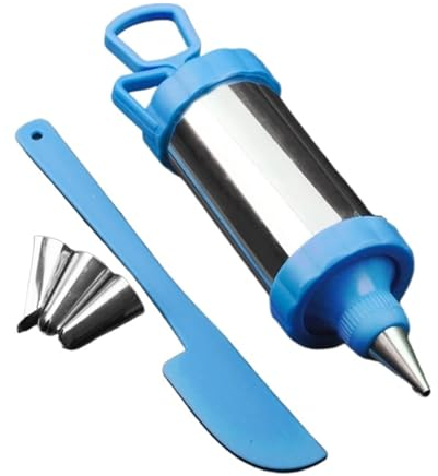 Stainless Steel Pastry Syringe Stainless Steel Cookie Decorating Sets Biscuit Press Maker Cream DIY Pastry Syringe Extruder Nozzles Kitchen Baking Tools Cake Syringe Set (Color : Blue)