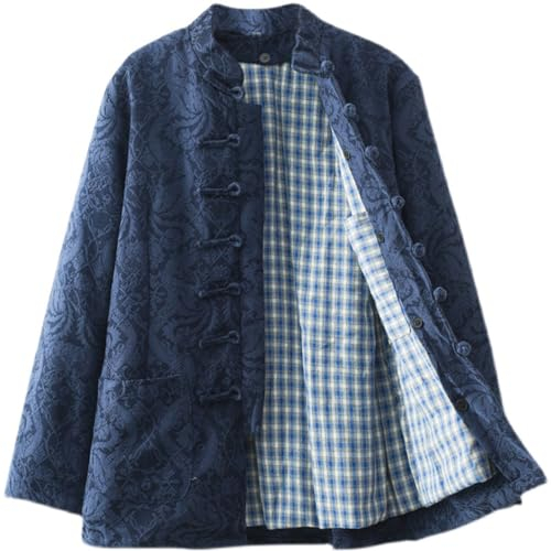 MYIESAXL Winter Warmer Jacquard Tang-Anzug, Baumwolle Damen Kung Fu Kleidung Tops Kampfkunst Jacke Mäntel Hemd Langarm Tai Chi Kleidung