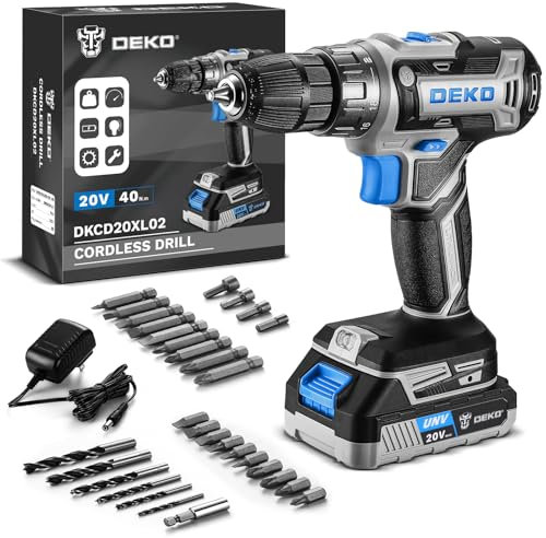 Power Drill Cordless: DEKOPRO 20V Cordless Drills Electric Driver Set Tool for Women with Battery and Charger 20 Volt Kit Blue