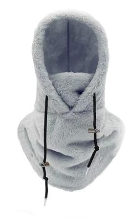 MUNSKT Skidmask, kvinnor ansiktsmask för kallt väder kvinna, termisk sherpa fleece-huva, vindtät justerbar varm skidmask, för utomhuscykling, skidåkning sport grå, Grå, S/L