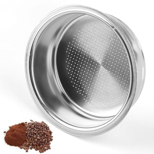 51mm Sieb Kaffeesieb, Wefaly Edelstahl Espresso Sieb Wiederverwendbare Siebträgerfilterkorb Einschichtiges Filterkorb für Delonghi Dedica Kaffeemaschinen (1 Tasse: 8-10 g)