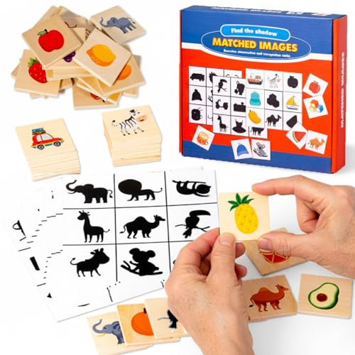 Shadow Matching Bingo Game, Dementia Activities for Seniors, Memory Games for Adults with Alzheimers, Memory Loss Products, Matching Card Memory Games for Elderly, Reusable Chips & 10 Board Set