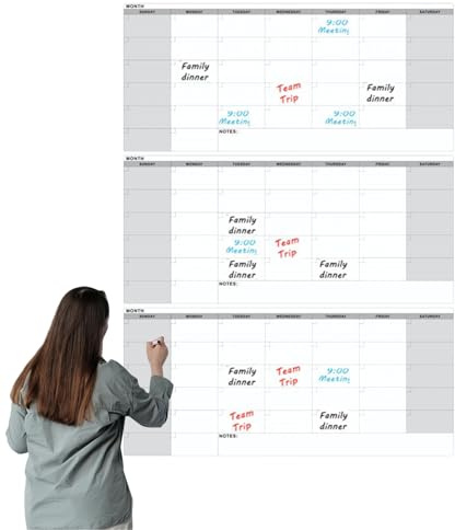 Calendrier Effaçable à Sec,Planificateur Quotidien Réutilisable 3 Mois | Calendrier Réutilisable Organisation Pour Porte Réfrigérateur Bureau Salle de Classe