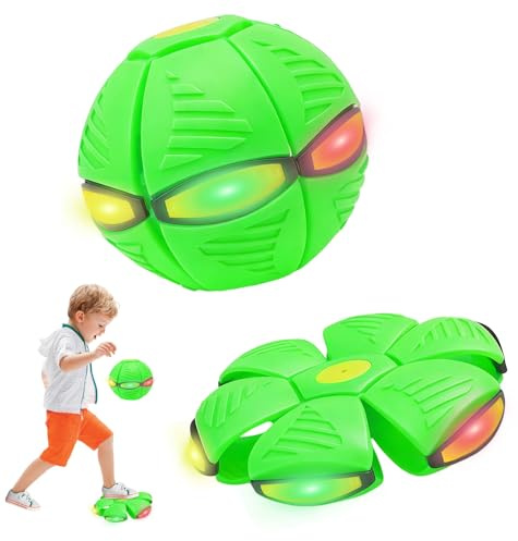 Platillo Volador mágico, Mini Frisbee Transformable en Balón, Flat Ball, Nueva Bola mágica de 2026 con 6 Luces, Bola Voladora, Pelota Voladora para Niños, Regalo Niño Innovador, Juguete para Perros