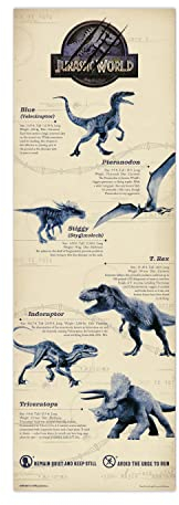 Grupo Erik Jurassic World Poster - 20.8 x 62.2 inches / 53 x 158 cm - Shipped Rolled Up - Cool Posters - Art Poster - Posters & Prints - Door Posters