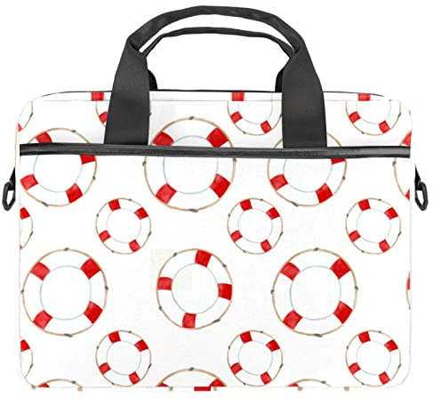 Röd livboj laptop axel messengerväska crossbody portfölj messengerfodral för 13 13,3 14,5 tum laptop surfplatta skyddande tygväska fodral, flerfärgad, 11x14.5x1.2in /28x36.8x3 cm