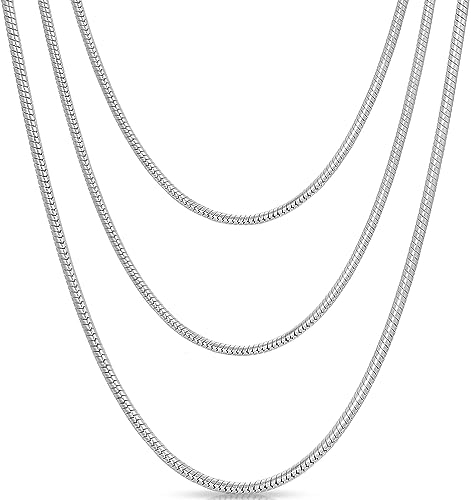 Gicko Schlangenkette Sterlingsilber 925 - Breite 2 mm - Feine Silberkette in Verschiedenen Längen : 40,45,50,55,60 cm Halskette für Damen - Damenkette (60)