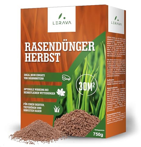 LERAVA® Herbstdünger rasen [LANGZEITDÜNGER] - 3 Monate Wirkung - Herbstrasendünger zur Winterstärkung - Kalium dünger -Rasendünger herbst zur Regeneration nach dem Sommer - Herbst rasendünger 30m²