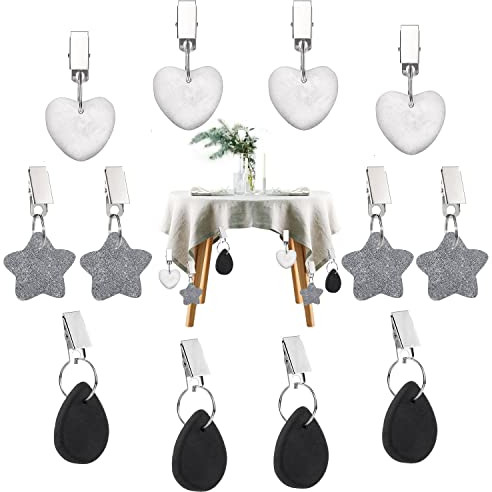 W Rxkiocs 12PCS Tischdeckenbeschwerer Für Draußen Tischtuchklammern Tischdecken Beschwerer Draußen Tischklammern Gegengewicht Tropfen Herz Sternform Für Picknick Partys Hochzeiten CA. 350 Gramm