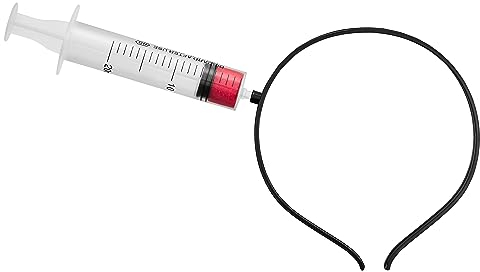 Balinco Cerchietto per Halloween, siringa insanguinata nella testa, accessorio per brivido, accessori zombie, accessorio per capelli horror sanguinoso, articolo scherzoso, prank, cerchietto per