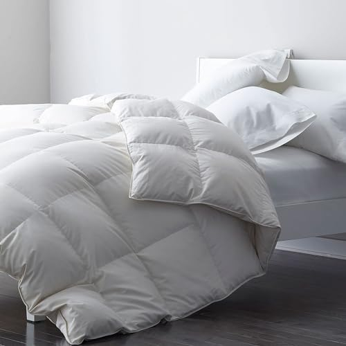 DWR Edredón de Invierno Cama 90,con Relleno de Plumas y Plumón,500gr/㎡,Extra Cálido,100% Algodón Orgánico, Relleno Nordico 155x220 cm,Certificado Oeko-Tex y RDS, Blanco