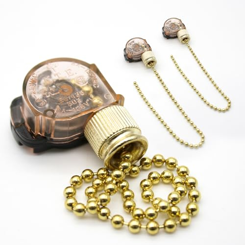 DOJA Barcelona Interruptor de luz con cadena, 2 unidades, 250 V, 26 cm, interruptor de ventilador de techo, interruptor de cable, lámpara de repuesto, interruptor de techo, interruptor de cable para