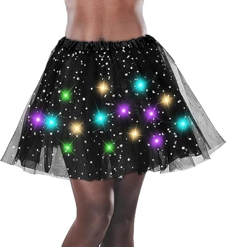 EKKONG Falda de tutú para Mujer y niña,Falda De Tutú con Luz Led para Mujer,Luminosa Fiesta De Navidad Sstage Performance Tul Ballet para Niños Y Adulto