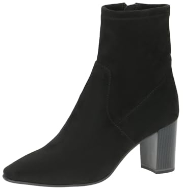 CAPRICE Damen Stiefeletten mit Absatz Spitz Vegan, Schwarz (Black Stretch), 39 EU