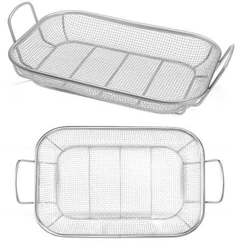 Homi Styes Grill Baskets for Outdoor Grill – 15 x 11-inch Vegetable Grill Basket – Grill Vegetable Basket with Handles – Rustproof Stainless Steel Mesh Veggie Grilling Basket
