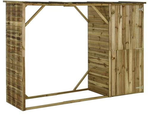 Vopese Caseta leña y Herramientas jardín Madera Pino 253x80x170 cm Caseta de Jardín para Almacenamiento de Herramientas