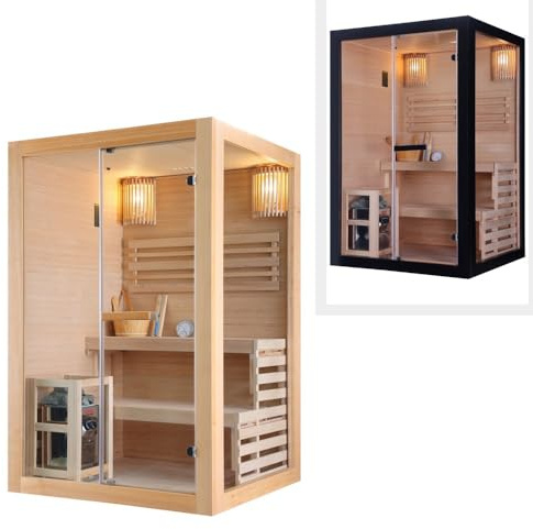 Bagno Italia Sauna finlandese con stufa Harvia 130×120 cm legno colore naturale o nero
