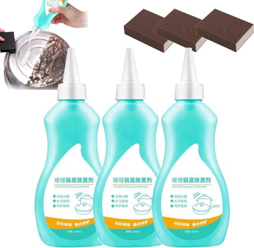 Gel Cleaner per pentole e padelle, gel nero per la pulizia del fondo della pentola, detergente per fondo di pentole e padelle, utensili da cucina antiruggine (3 pezzi)
