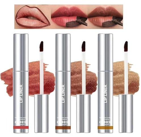 Gireatick Peel Off Lip Liner Stain, 3 STÜCKE Lipliner Peel Off Tattoo Lipliner Mit Mattem Finish, Wasserfest, Hochpigmentierte Farbe (Hellbraun/Dunkelbraun/Burgunderrot) (A, 3PCS)