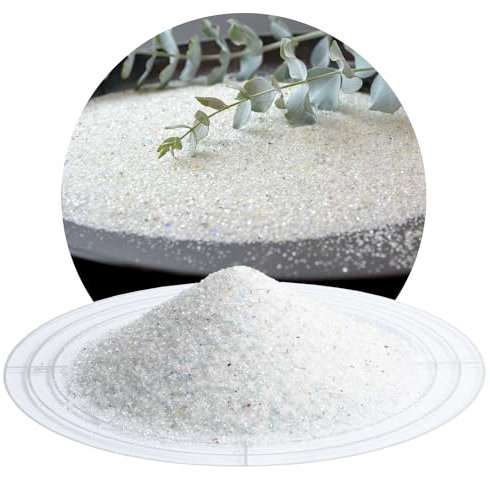 Schicker Mineral Deko Glasgranulat 1,5 kg, feines weiß-buntes Glasgranulat, ideal in Kombination mit Kerzen, Teelichtern, Trockenblumen, Windlichtern und mehr, vielseitig für Deko anwendbar