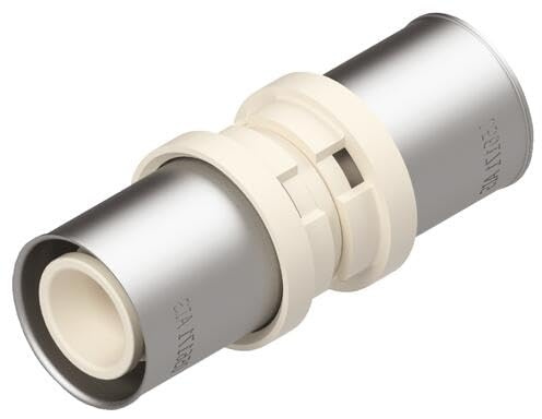 SOMATHERM FOR YOU, Raccord multicouche à sertir en PPSU, manchon droit égal Ø16, résistant à 134°C, triple joint torique pour étanchéité, norme EN 21003, taille Ø16