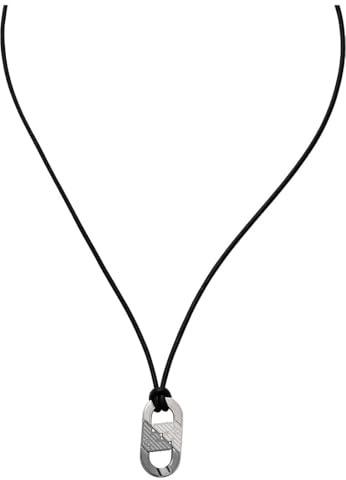 Emporio Armani Collana da uomo in acciaio inossidabile con chiusura a moschettone, Nero ebano