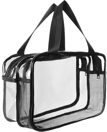 Aucuu Clear Toiletry Bag, Portable Travel Makeup Bag, Wet Dry Separation PVC Wash Bags, Large Capacity Travel Toiletries Case, Waterproof Makeup Bags with Handles, Clear Cosmetic Bag for Women Girls