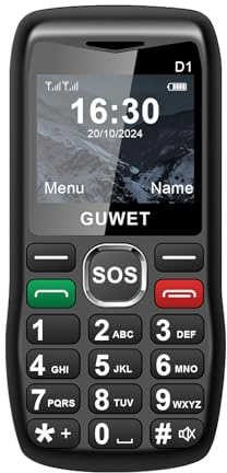 Guwet Telephone Senior Portable a Touche, Telephone Portable sans Internet, 2G GSM, Bon Signal, Bouton SOS, Batterie 1600 mAh, autonomie Ultra-Longue, Couleur Noire