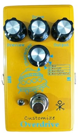 Bnnlqpsttg Låg förstärkning overdrive elektrisk gitarr effektpedal, högpresterande integrerad krets, metallisk overdrive-effekt.