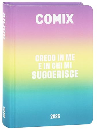 COMIX - 16 månaders minidagbok, skoldagbok 2025–2026, med hårt fodral, perfekt för mellanstadiet och gymnasiet, 11 x 15,3 cm, Sunrise