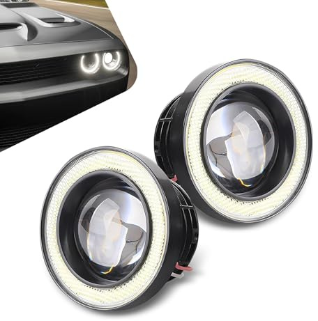 GRANDI Car Angel Eye LED Fog Light, 3 Round Fog Lights, Universal Super Bright Daytime Running Light (White)
