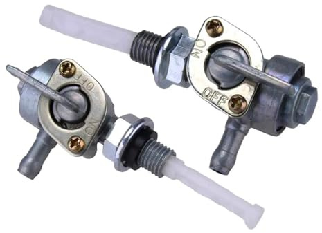 BVOWETF Rubinetto Benzina 1 Paio di valvole di intercettazione del Serbatoio del Carburante Sinistro e Destro, Rubinetto della Pompa, Rubinetto di Scarico, Argento Rubinetto Benzina Carburante