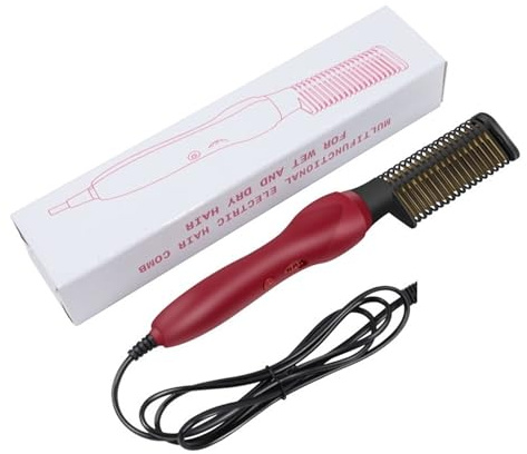 2 in 1 raddrizzatore for capelli Pennello Professionale Combino for pettine for parrucchieri for parrucche for capelli Strumenti for lo styling pettine Per uso fai da te(Rot)