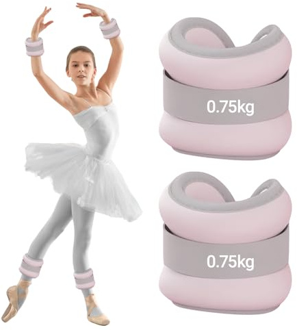 Pesi alla caviglia regolabili, pesi da polso alla caviglia, set da 2 pezzi (0,75 kg), polsini per peso, peso alla caviglia, adatti per principianti e bambini, ideale per pilates, yoga, jogging (rosa)