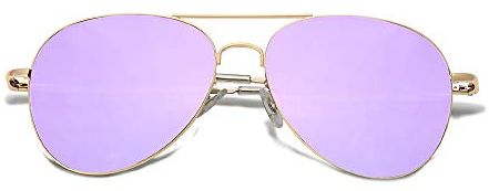SOJOS Mode Metallrahmen Verspiegelt Linse Herren Damen Sonnenbrille mit Frühlings Scharnieren SJ1030 mit Gold Rahmen/Lila Linse