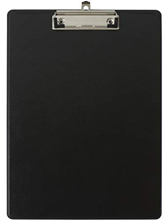 Exacompta - Réf. 19291E - Porte-bloc à pince avec pochette plastique sur le dos - Système d'accroche mural - Dimensions : 23 cm x 32 cm pour document format A4 - Coloris noir