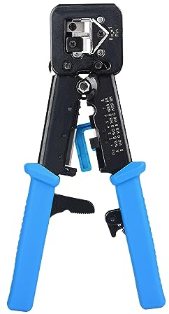 Cable Matters Modulare RJ45 Crimpzange für Pass-Through Stecker, mit integriertem Drahtschneider und Abisolierer - mit 10er-Pack Pass-Through Cat 6 RJ45 Stecker enthalten