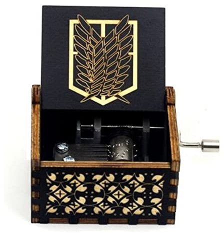 Carillon in Legno con Incisione a manovella Scatola Musicale， Regalo per Compleanno, Halloween, Natale, San Valentino