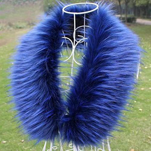 Sciarpa Collo Pelliccia Finta Per Donna Uomo Giacche Bambini Cappotto Invernale Cappuccio Decor Caldo Soffice Avvolge Lusso Scialle 60cm 90cm-blu,50cm