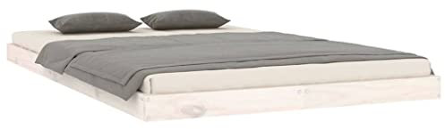 vidaXL Massivholzbett Doppelbett Bettgestell Bett Holzbett Bettrahmen Lattenrost Schlafzimmerbett Schlafzimmermöbel Weiß 120x200cm Kiefer