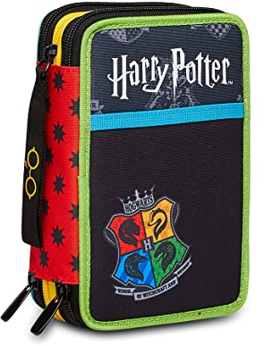 Seven Federmäppchen, Mäppchen, mehrfarbig, Federtasche für Schreibwaren, Etui mit Stiften, Kugelschreiber, & mehr, 3 Fächer, Mädchen & Jungen, Schule - Grundschule, XXL, HARRY POTTER
