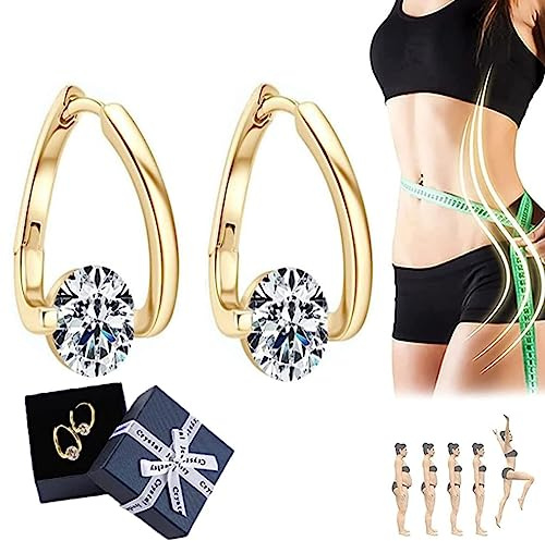 Flysmus Halolux Lymphvity Germanium Earrings Lymphatic Magnetotherapy Earrings Acupuncture Earrings Lymph Drainage Earrings Jewelry for Women (1 Pair Gold)