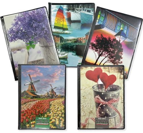 Album photo à pochettes, 10 x 15 cm, couverture souple, personnalisable, gain de place, avec 20 pochettes – 40 photos pour cadre photo (lot de 5 albums pour 200 photos au total)