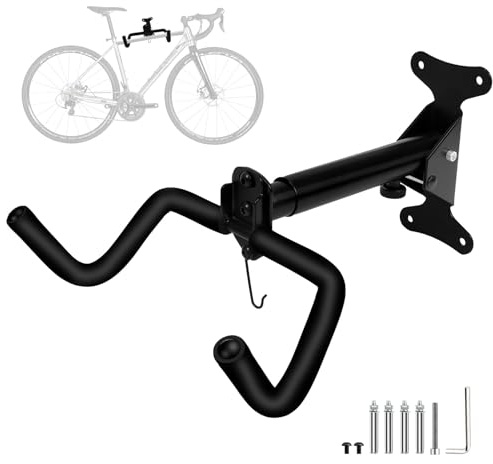 WUFANC Portabici da Muro, Capacità di Carico 22 Chilogrammi, Supporto Bici da Muro Realizzato in Metallo Robusto, Appendi Bici da Muro Regolabile in Angolazione e Distanza